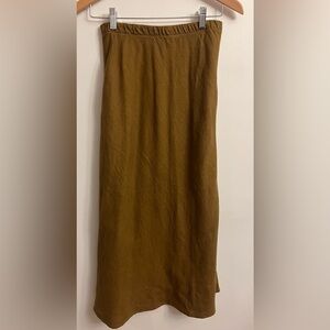 Vintage Linen Skirt Brown SMALL